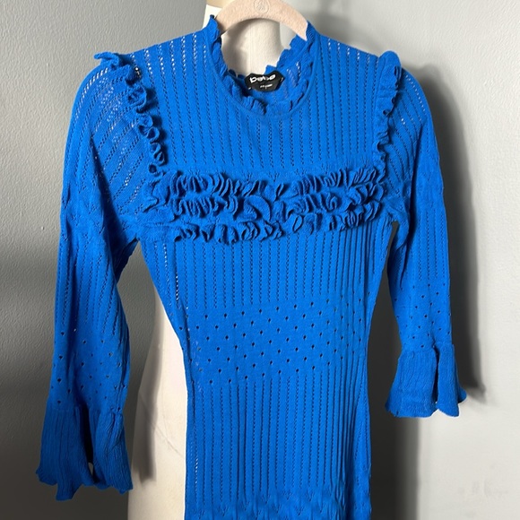Bebe Knit Dress Ruffle Chest and Hem size Small - Picture 9 of 14